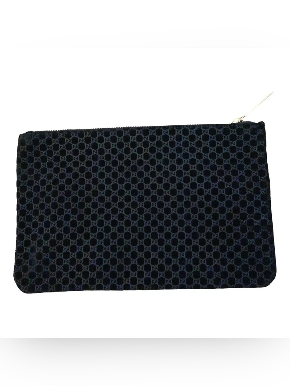 GUCCI Beauty big pouch! Black/Navy Embossed Pattern Zip Pouch! NWOT